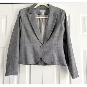 H&M Blazer Womens Size 8 Gray Single-Button Cropped Fitted Businesswear Normcore